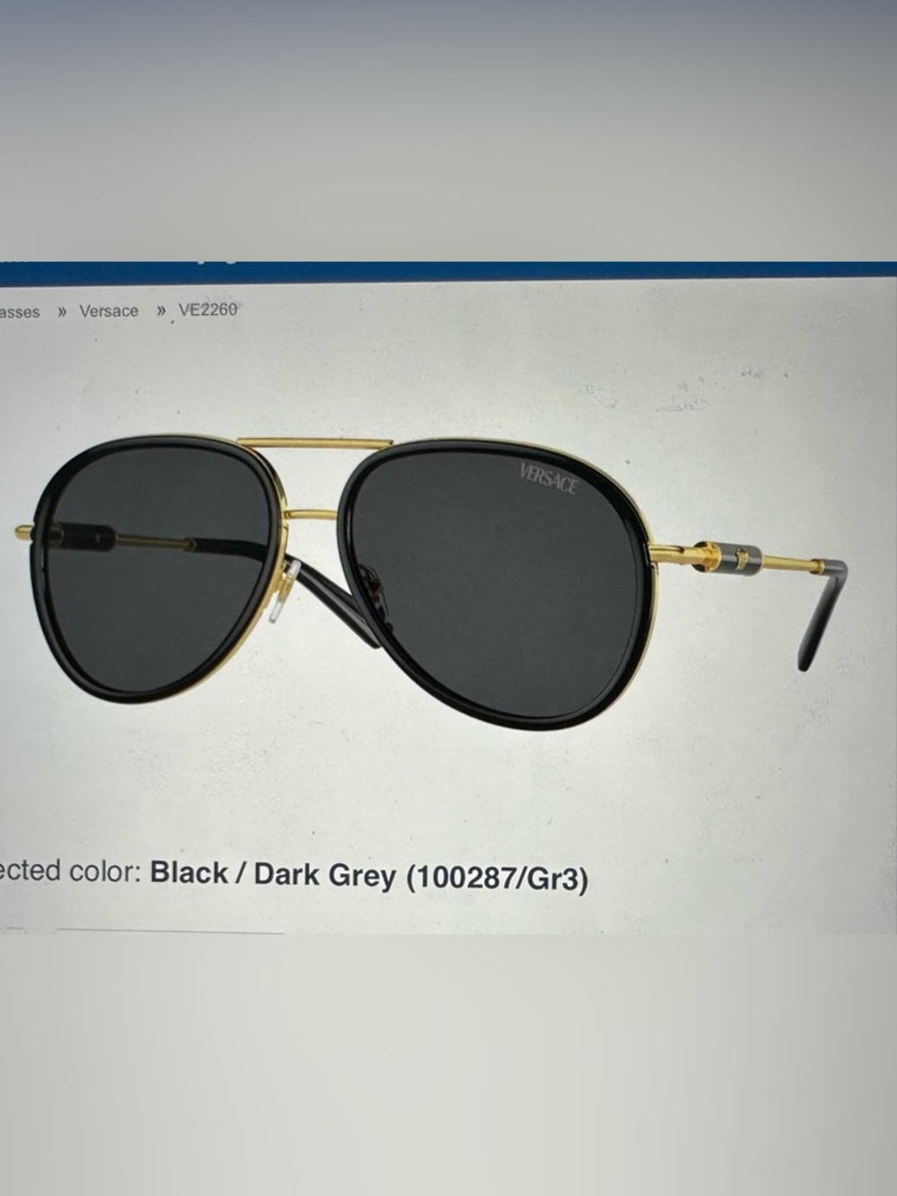 Versace Black Sunglasses with Gold Trim